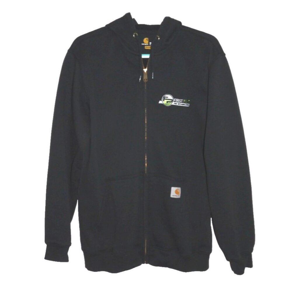 CARHARTT Original Fit black full zip hoodie sweatshirt with business logo mens M